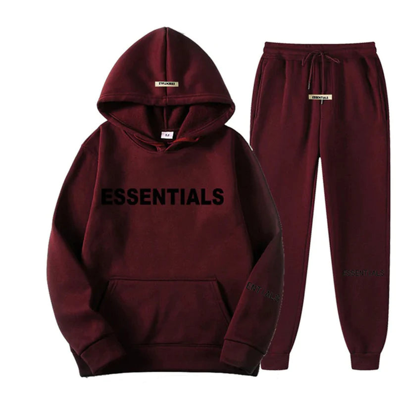 Essentials Autumn Winter Men'S Women'S Hooded Sweatshirt Set Reflective Letter Print Jogging Sweatshirt Street Couple Apparel